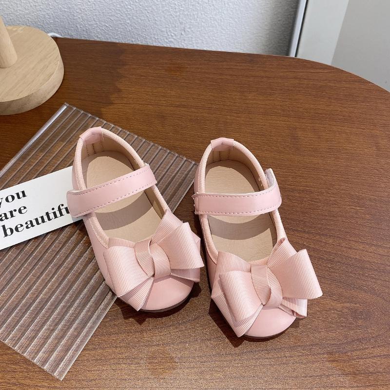 Girl's Princess Shoes Bowtie Party Chic Spring Kids Flat Shoe Non-slip Pu Leather Four Colors Toddler Children Mary Janes 21-30