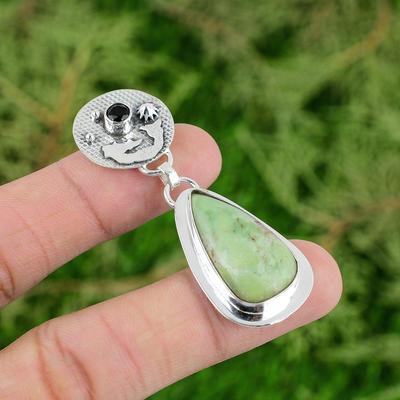 Friendship Day Deal 925 Silver Natural Chrysoprase Black Onyx Mermaid Pendant