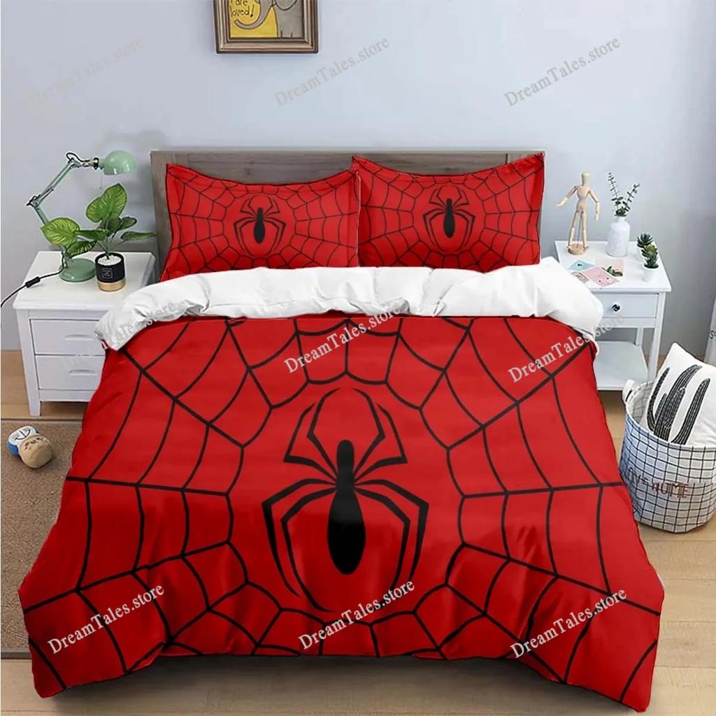 Fashion 3D Exquisite Red Black Spider Anime Digital Printing Bedding Set Duvet Cover Comforter Bed Youth Kids Girl Boys Gift