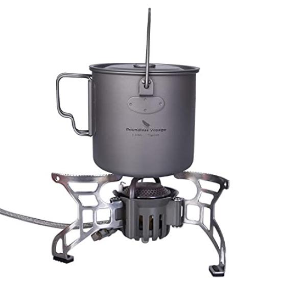 Titanium Single Mug Mug 500ml 900ml 1100ml 1250ml Folding Handle Open Fire Ultra Light Outdoor Camping Titanium Mug Cup (with Lid) (Hanging 1100ml)