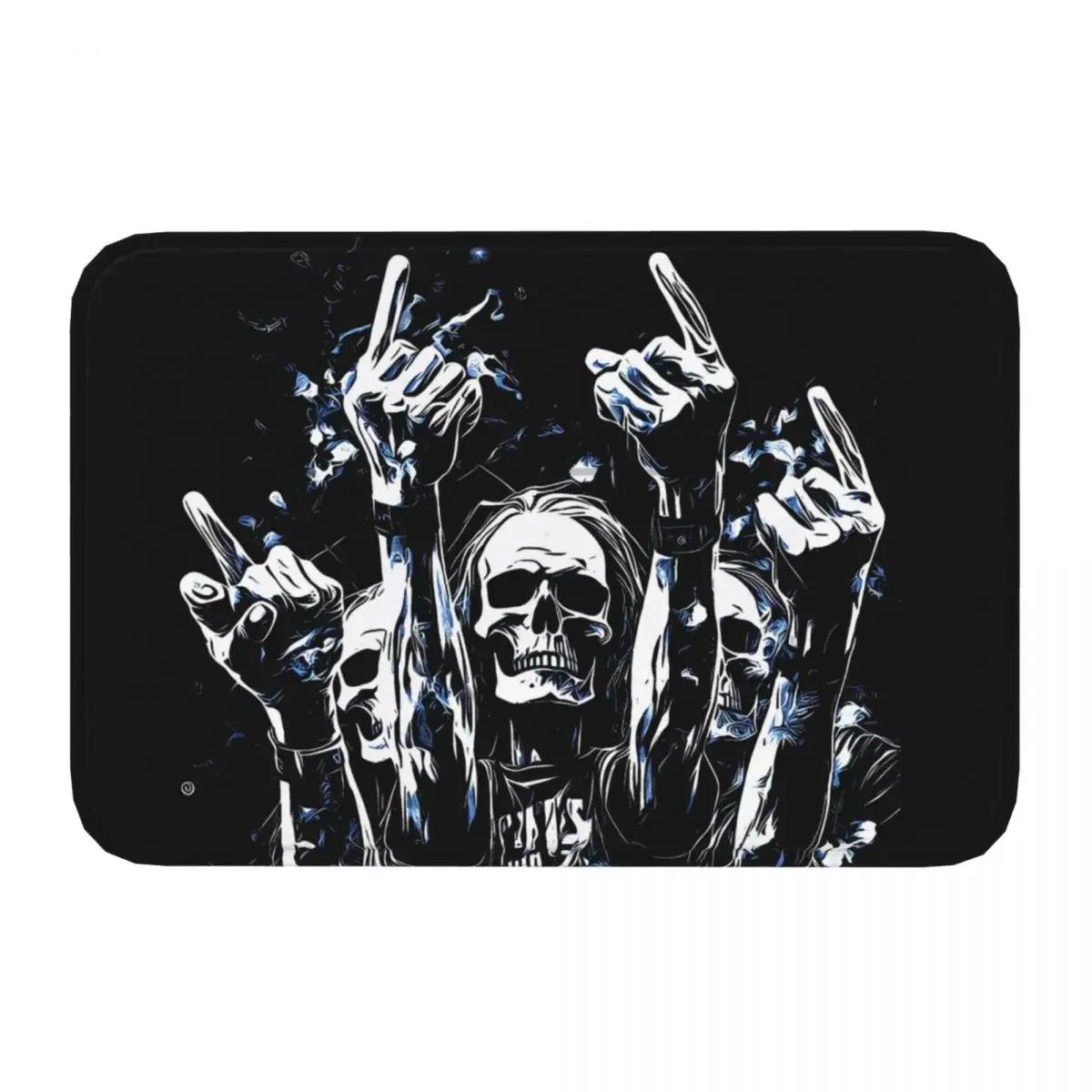 

Non-Slip Carpet Rock Legends With Skull Style Hand Signals Doormat Bedroom Bathroom Mat Welcome Floor Rug 40cmx60cm