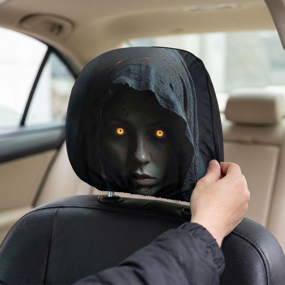 2Pcs Elastic Spooky Face Auto Headrest Sleeve Soft Comfortable Auto Headrest Wrap  Travel