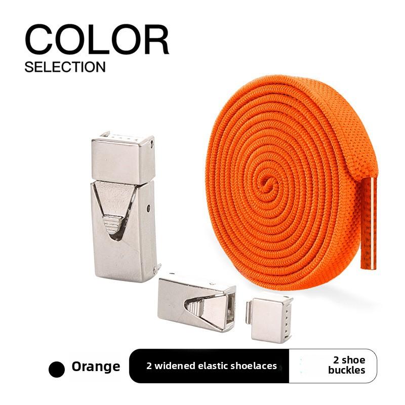 1pairs Wide Elastic Flat Straps with Metal Press Buckles - No Need To Tie Lazy Shoelaces, Lightweight Elastic Shoelaces Suitable for Sports Shoes