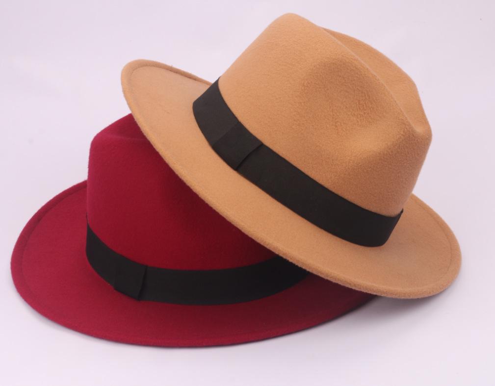 Retro Shanghai Fedora mit breiter Krempe: Unisex Frühling/Herbst Jazz Panama Hut in Wolloptik