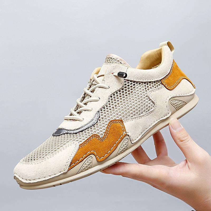 Fashion Men's Leather Shoes Casual Men Sneakers Summer Hollow Soft Loafers Driving Quality Leather Shoes Men Loafers Hot Men's Sneakers