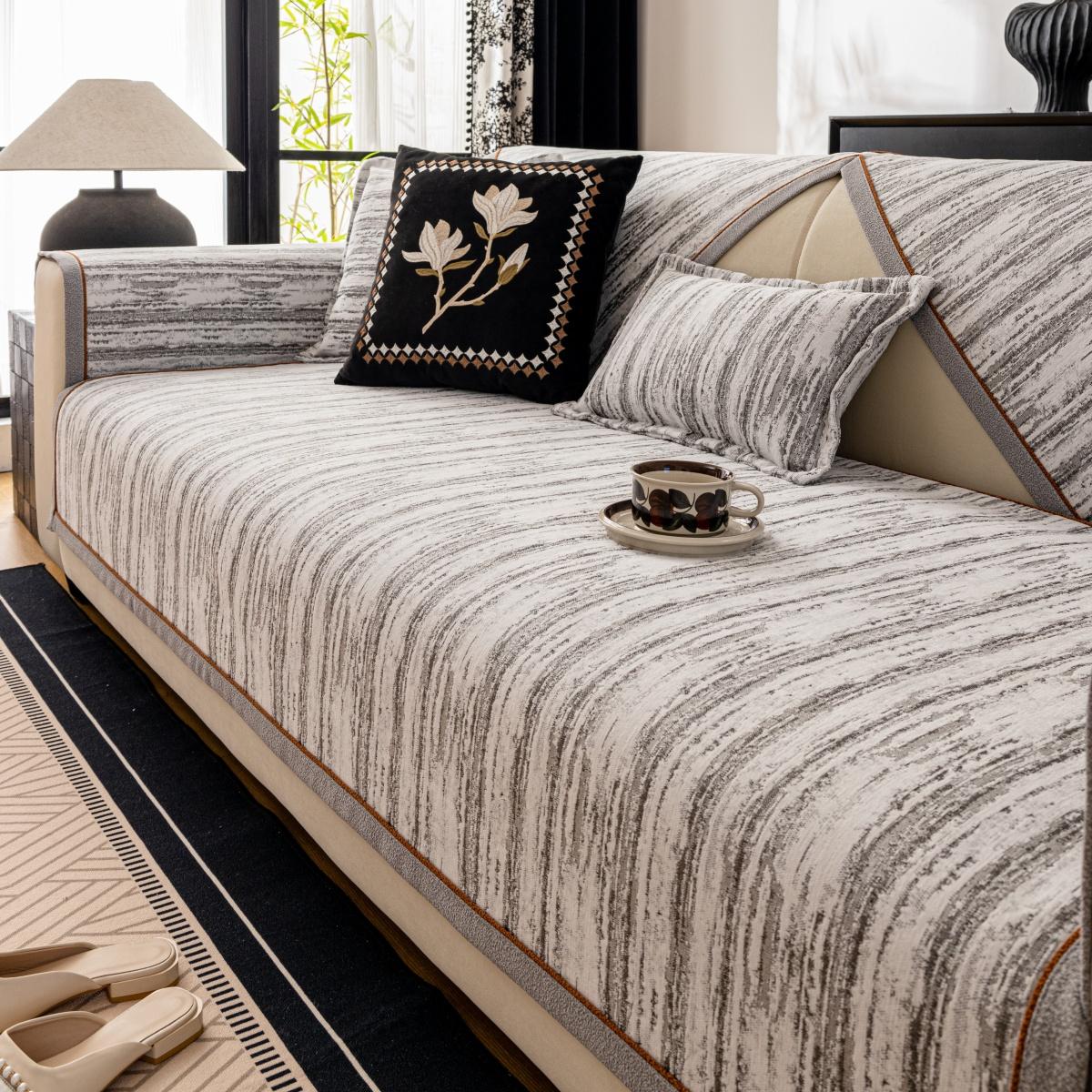 

1 шт. Геометрический Жаккардовый Велюровый Нескользящий Чехол на Подушку Дивана, Все Сезоны Противоскользящая Подушка на Сиденье Дивана в Гостиную, Современный Домашний Декор 90x160cm светло-серый