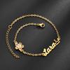 Atoztide Personalized Custom Name Crown Heart Bracelet Thick Chain for Women Stainless Steel Zircon Flower Bangle Jewelry Gift 