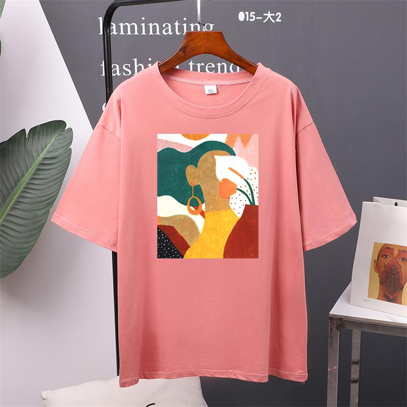 Vintage Printed Short Sleeve T-shirt Women Cotton O-neck Tees Female Chic Aesthetic Graphic Tees
