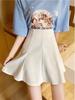 Chic High-Waisted A-Line Midi Skirt: Versatile, Slimming, and Trendy Japanese-Style Women's Fashion for Petite Figures.