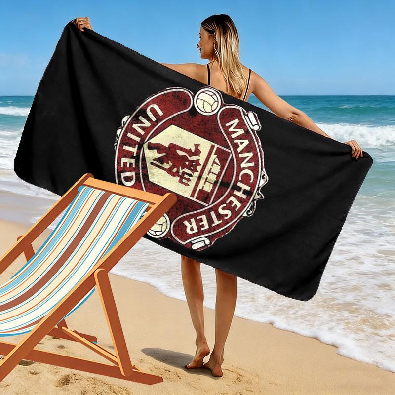 Manchester United F Print Beach Towel, Large Soft Quick Dry Towel for Beach Camping Swimming