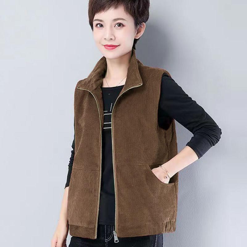 

Женский осенне-зимний жилет без рукавов, повседневный свободный вельветовый жилет больших размеров XL кофейный