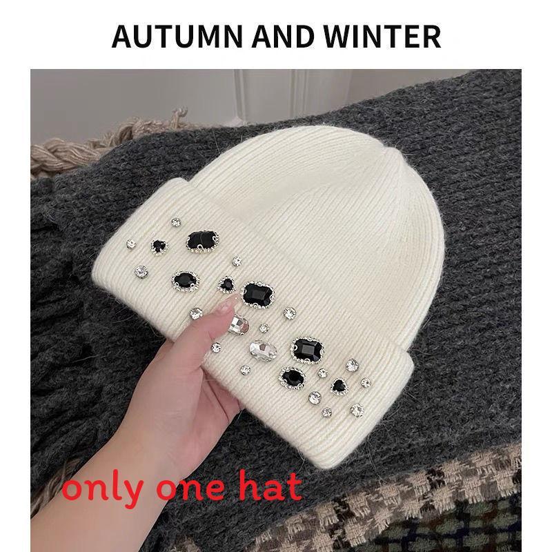 Girls Handcrafted Water Drill Wool Hat With Knit Design For Autumn Winter Kids Fashion