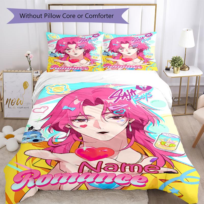 3pcs Custom Name Saja Boys Bedding Set Duvet Cover Closure Includes 1 Duvet Cover & 2 Pillowcases, Soft and Comfortable for All Seasons.