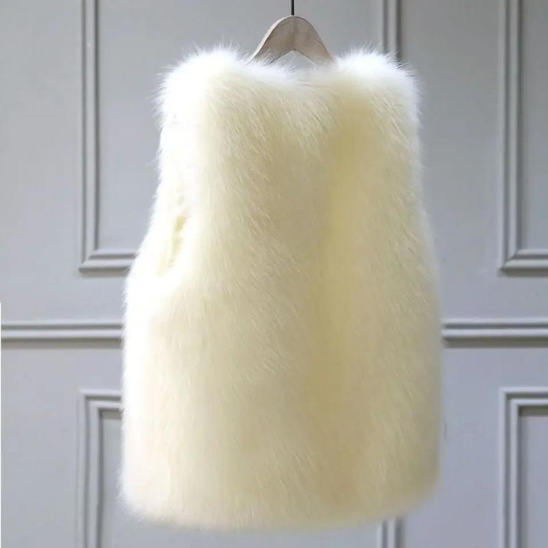 Autumn Winter Women Warm Heavy Coat Vests Adding Cotton White All-match Plush Thicken Fashion Casual Sleeveless Cardigan Tops