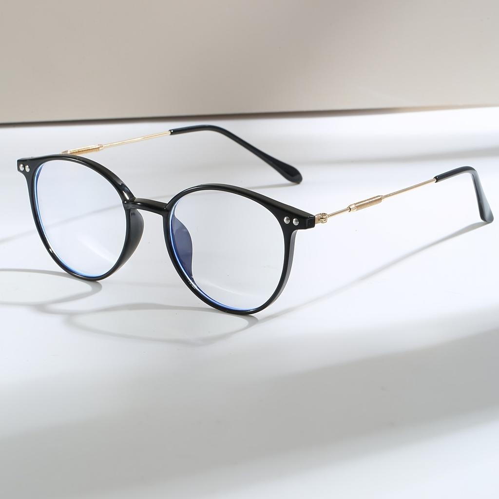 Women's Full-Frame Metallic Retro Clear Lens Glasses Fashion Accessories for Daily Commute and Photo Shoots