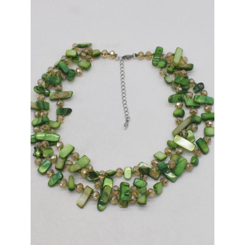 Fashion Retro Green Shell Multi-Layer Twin Necklace Bohemia Accessible Luxury Crystal String Beads Clavicle Chain Neck Chain Tide