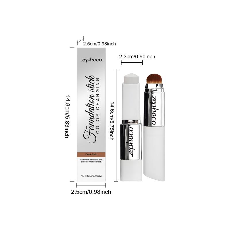 2-in-1 Color-Changing Foundation Stick Liquid Lightweight Moisturizing Brightening Foundation Color Changing for All Skin Types