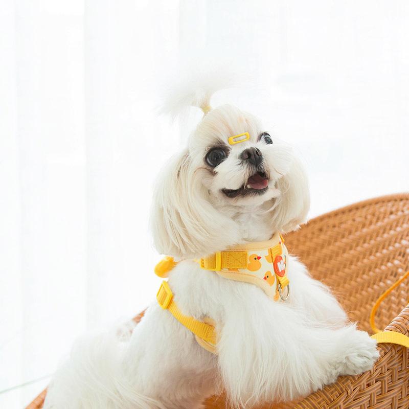 Cartoon Yellow Duckling Traction Chest and Back Set, Cute Small Dog Chest Strap Pet Cat Going Out