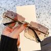 Kajia new sunglasses metal frame toothed pattern lenses square rimless glasses men's and women's big-name flat glasses