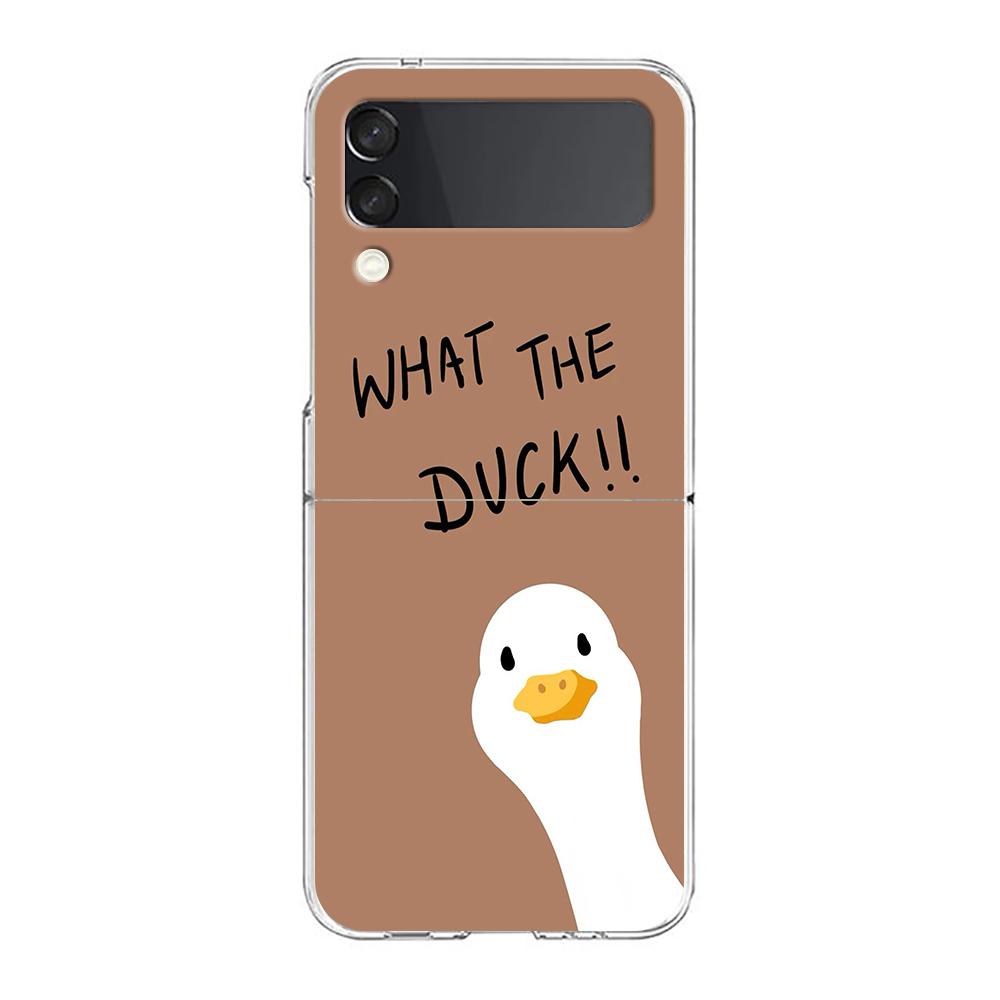 Transparent Phone Case For Samsung Galaxy Z Flip 3 4 5 6 7 Hard Folding PC Z Flip3 Flip4 Cover Funny Duck