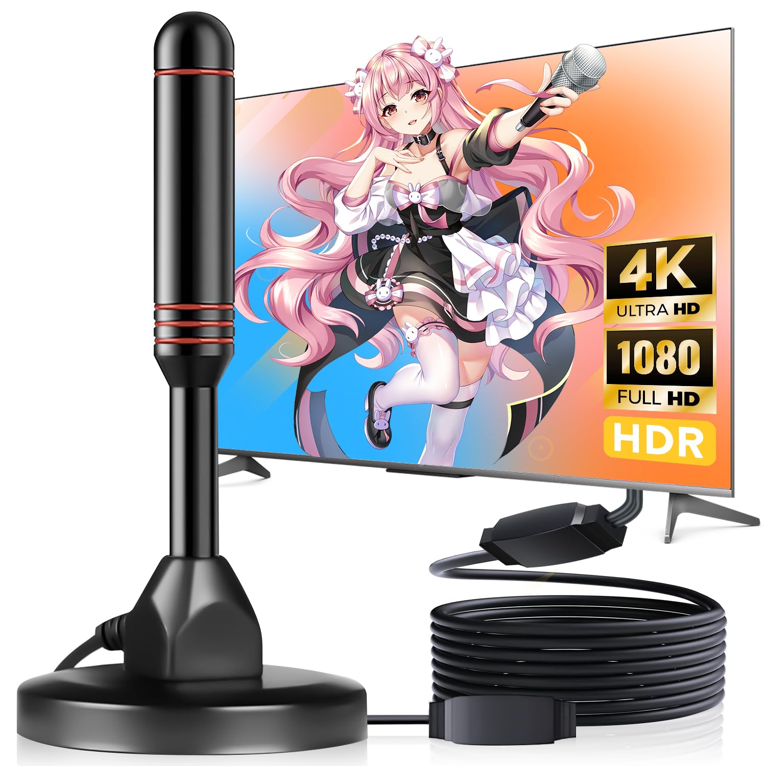 

Indoor antenna TV antenna enhanced version indoor Strongest terrestrial digital TV antenna 500KM reception range 360 degree omnidirectional reception