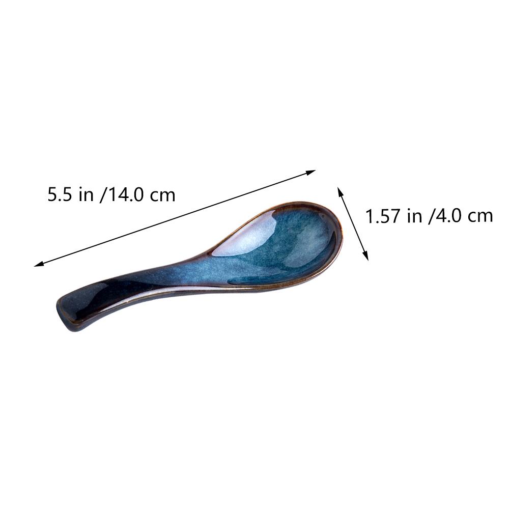 2Pcs Mini Porcelain Spoons Rustproof Smooth for Soup Dessert Coffee Home Eating Spoons Household Spoon коричневый