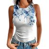 Women’s Sleeveless Ribbed Knit Tank Top with Floral Print Crew Neck Fitted Casual Pullover Shirt for Daily Wear