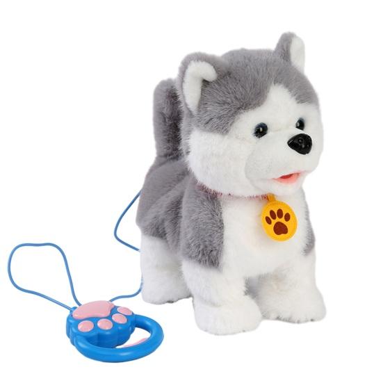 Електрична плюшева іграшка-собака з рухом облизування язиком, реалістичними звуками, ходячий плюшевий собачка з повідком, повторює те, що ви говорите, імітація м'якої іграшки