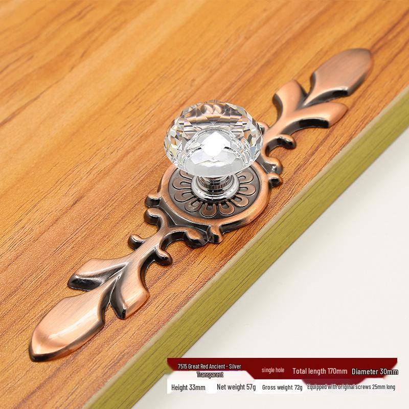 Transparent Black Crystal Pull Handle for Cabinets and Wardrobes - European Modern Design, Solid and Thickened.