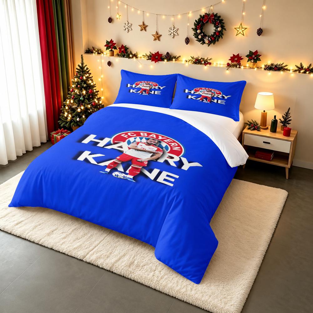 3 Piece Bedding Set Harry Kane Bayern Munich 9 Blue Crest Print Duvet Cover for Men Fan Gift