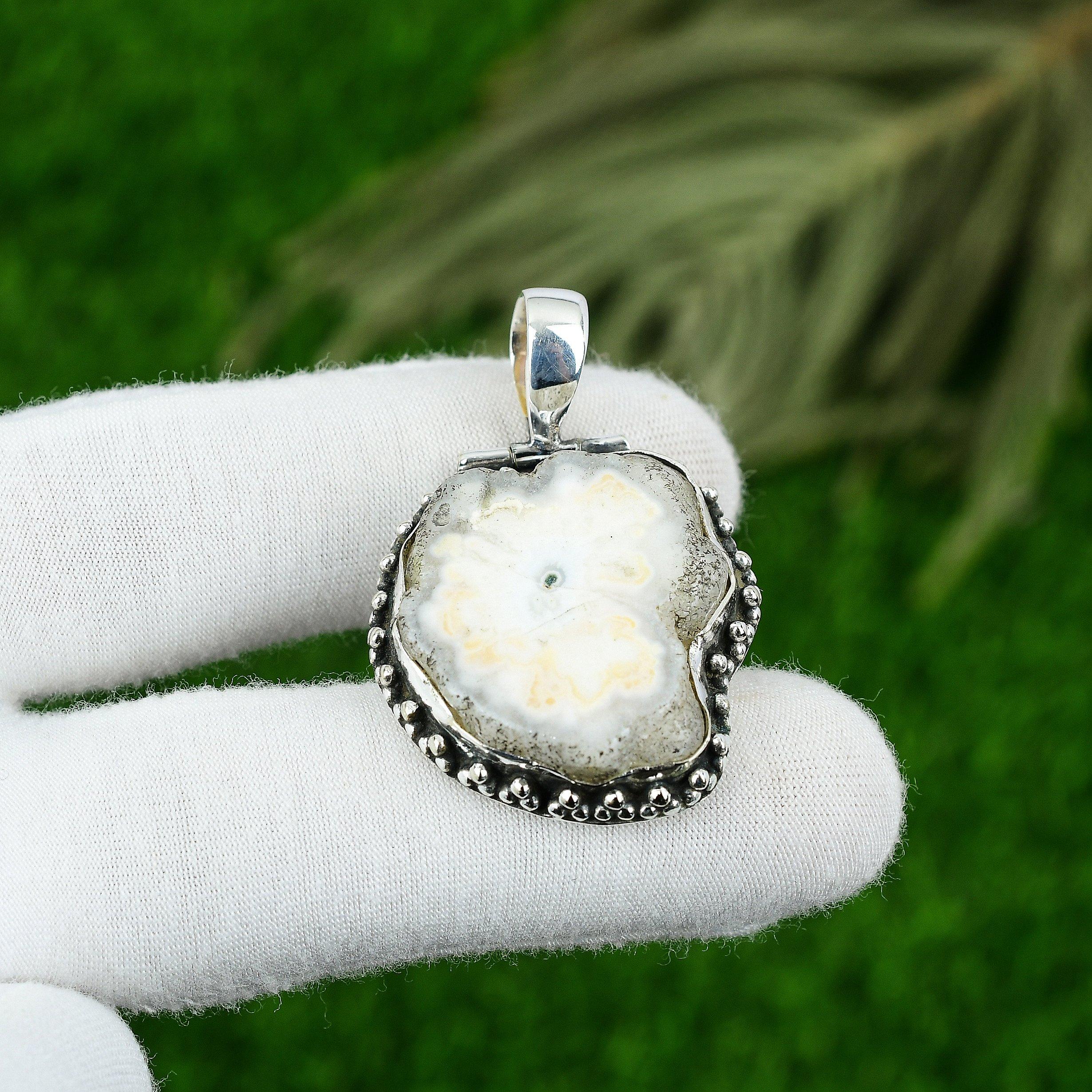 

Mothers day Sale Solar Moss Opal Gemstone Pendant Jewelry 925 Sterling Silver