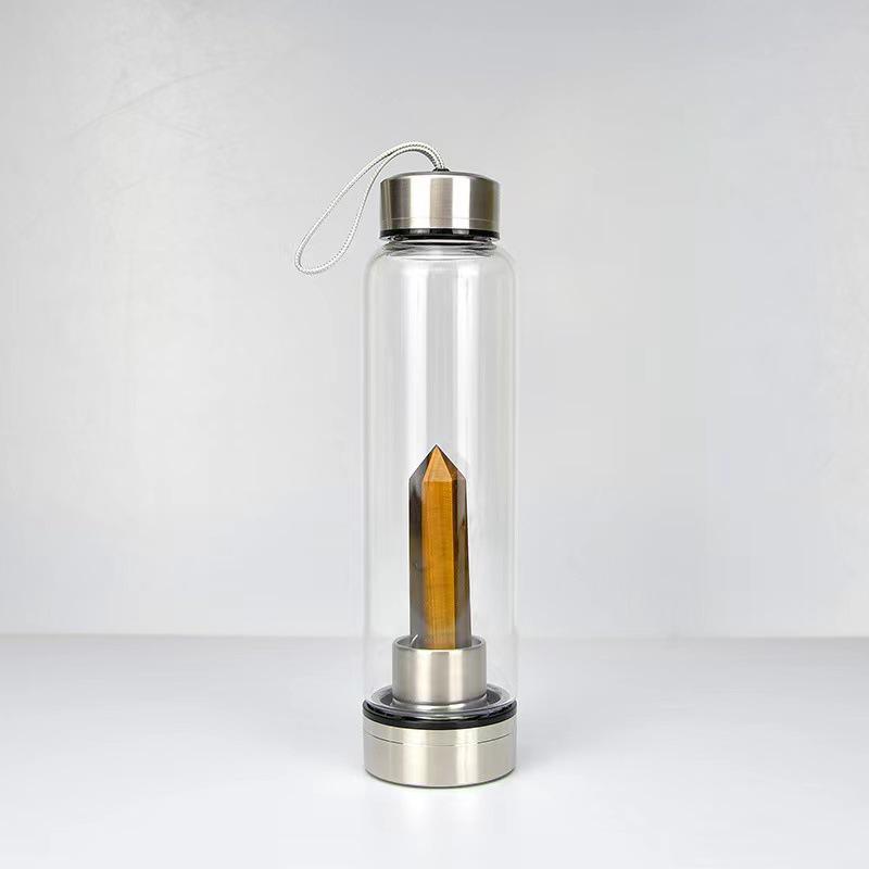 Hexagonal Prism Crystal Glass Water Cup with Magic Wand Spa Design - Custom Logo Option Available