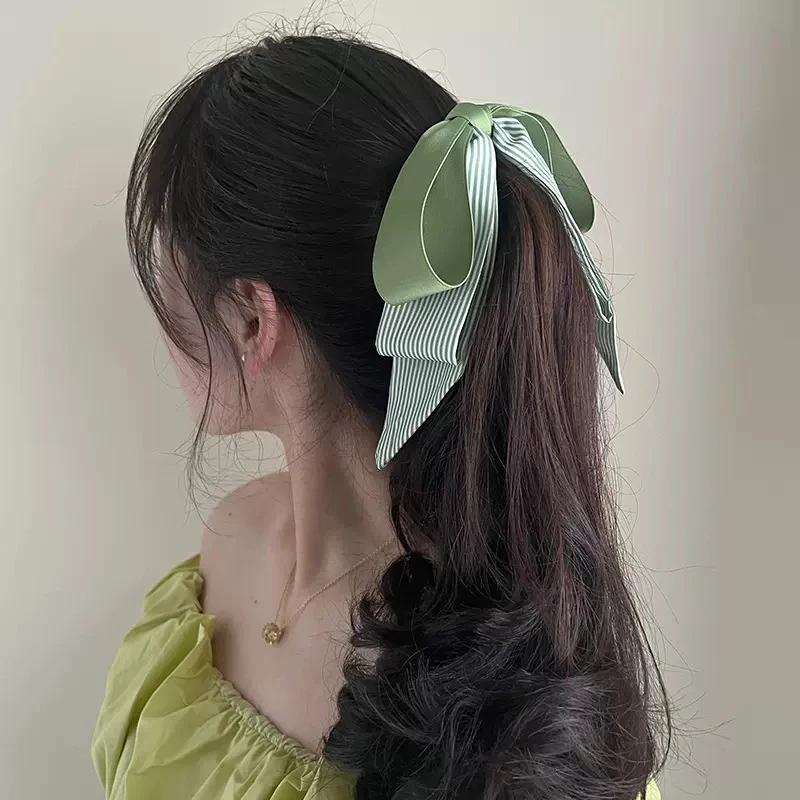 Versatile Ribbon Bow Hair Claw, Stylish Banana Clip Headdress, Elegant Vertical Hairpin for Women