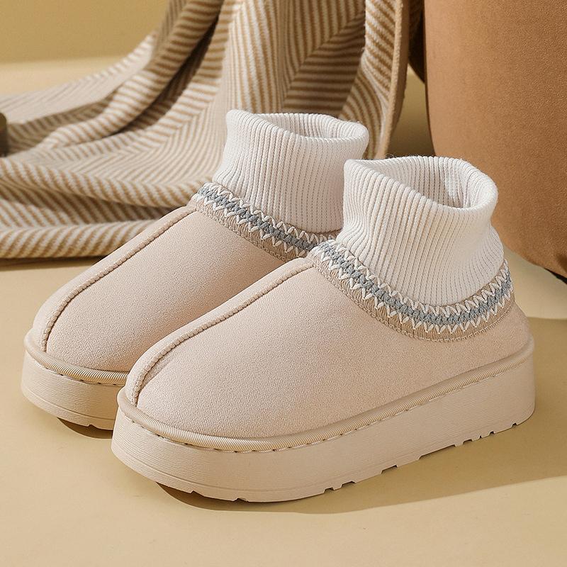 Høst og Vinter Plysj Ankelstøvletter Dame Casual Dame Tøfler Hjem Fluffy Dame Sko Innendørs Fuzzy Pels Snøstøvletter