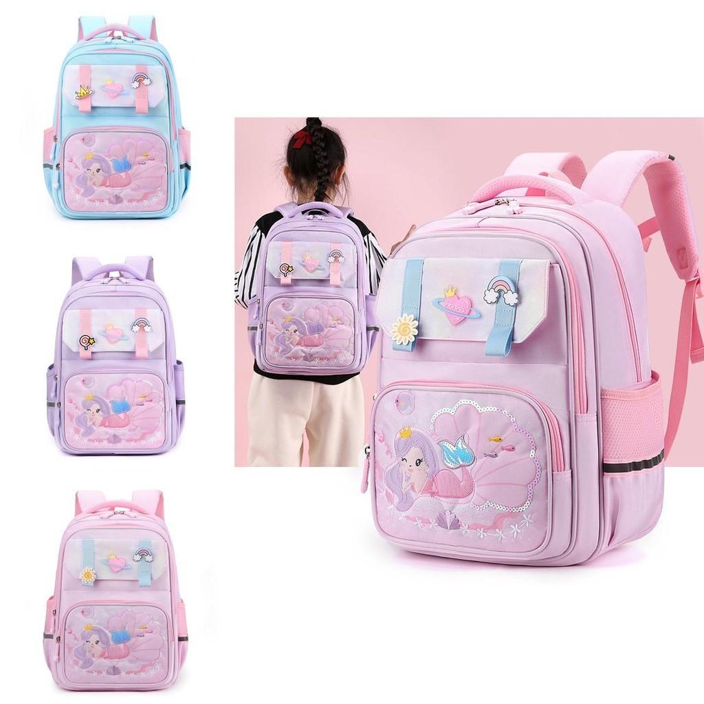 Cute Mermaid Oxford Cloth School Backpack For Girls Lightweight And Spinal Protection