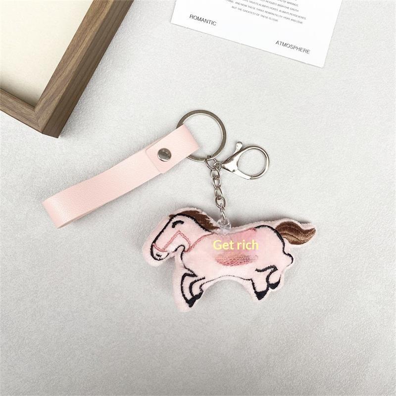 

Cute Year Of The Horse Pony Mascot Plush Doll Stuffed Toy Keychain Pendant Bag Hanging Chinese New Year Blessing Souvenir Gifts рожевий