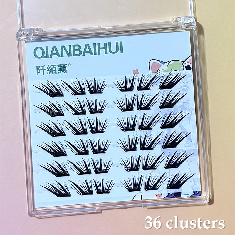 6/28 Rows Fox Eye Manga False Eyelashes Large Capacity Tapered Thick Segmented Individual Cluster Lash Extensions Enlarge Eyes A1