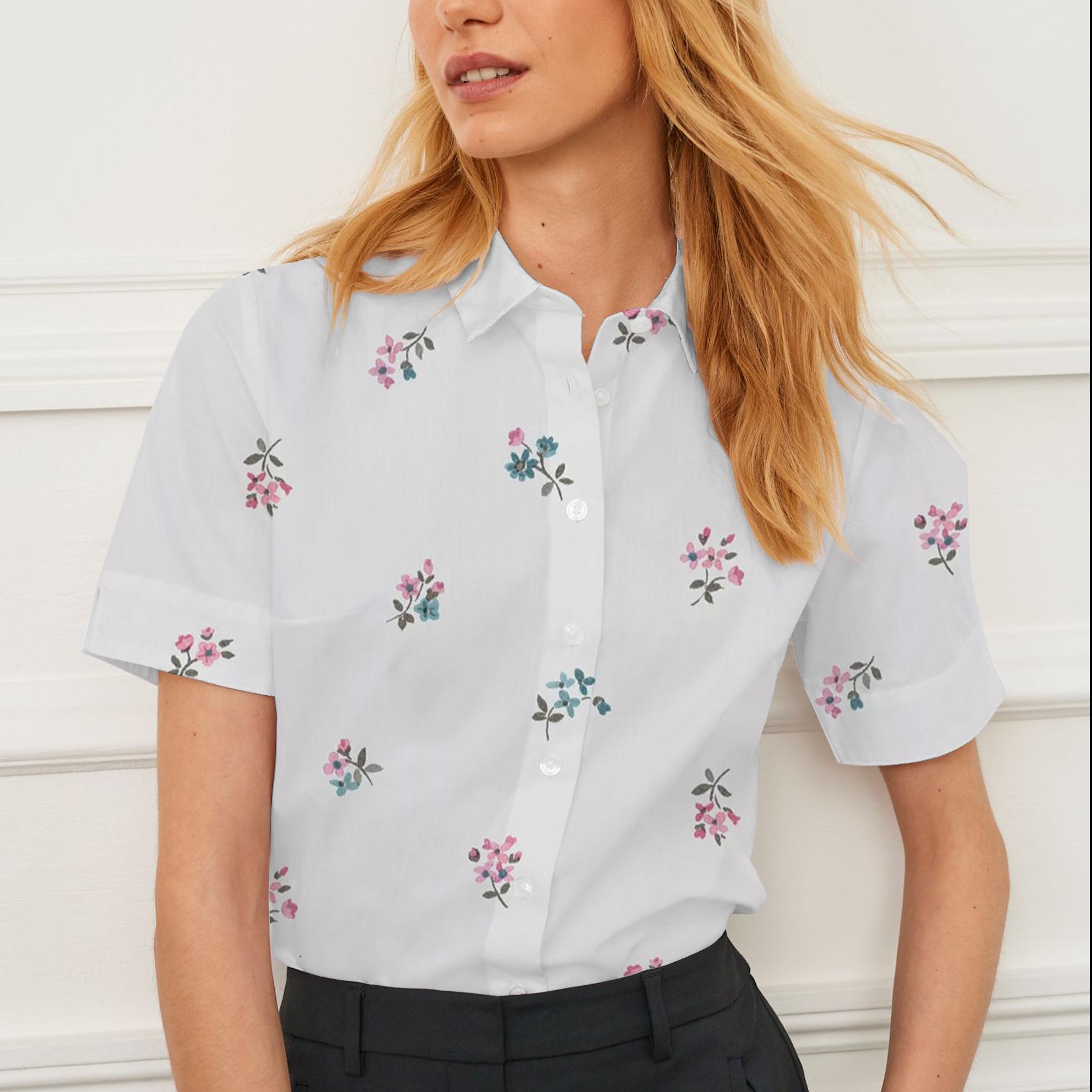Summer Lapel Women s Floral Pattern Design Personality Fashion Casual Versatile Breathable Tops S