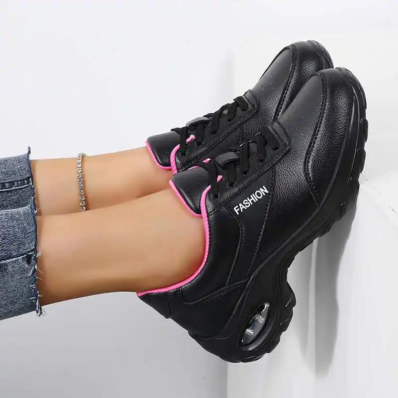 Fashion Thick Heel Round Toe Shoes Women Sneakers Luxury Casual Luxury Brand Woman Moccasin Fuchsia Women's Shoes Sport