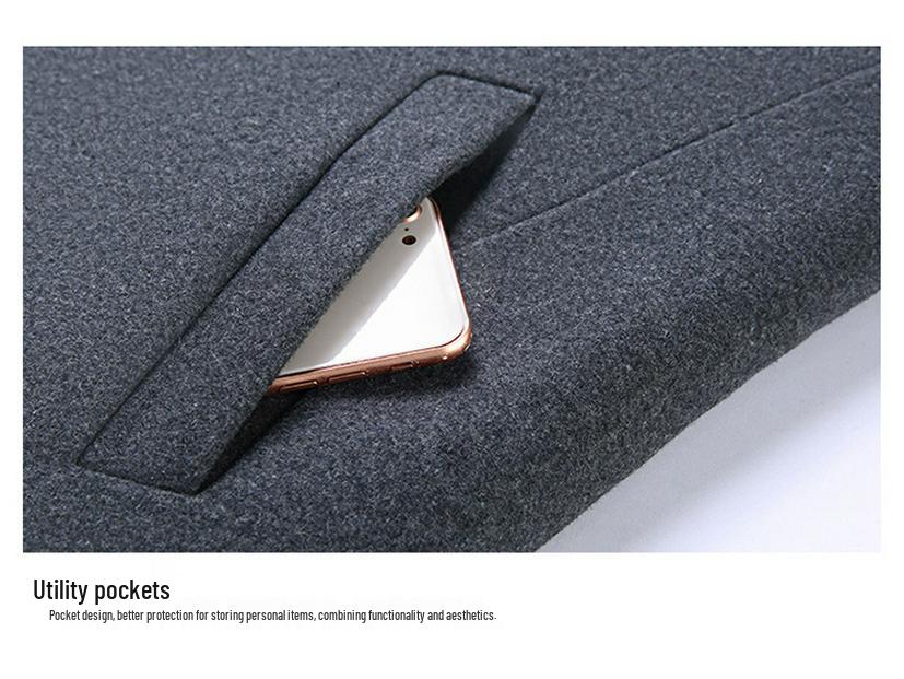 Men's Wool Coat: Casual Mid-Length Plus-Size Warm Jacket for Autumn/Winter