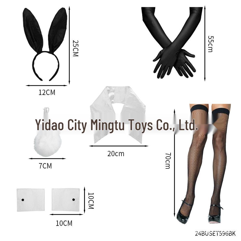 Konijnenmeisje Cosplay Set: Satijnen Hoofdband, Pompon Konijnenstaart, Kostuum Prop
