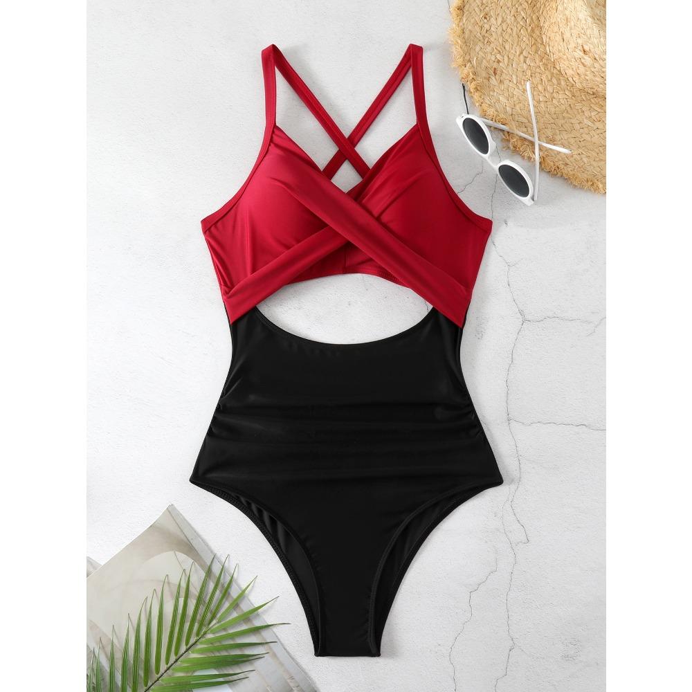One-piece Swimwear Female Sexy Cross-cut Tight European and American Backless Swimsuit