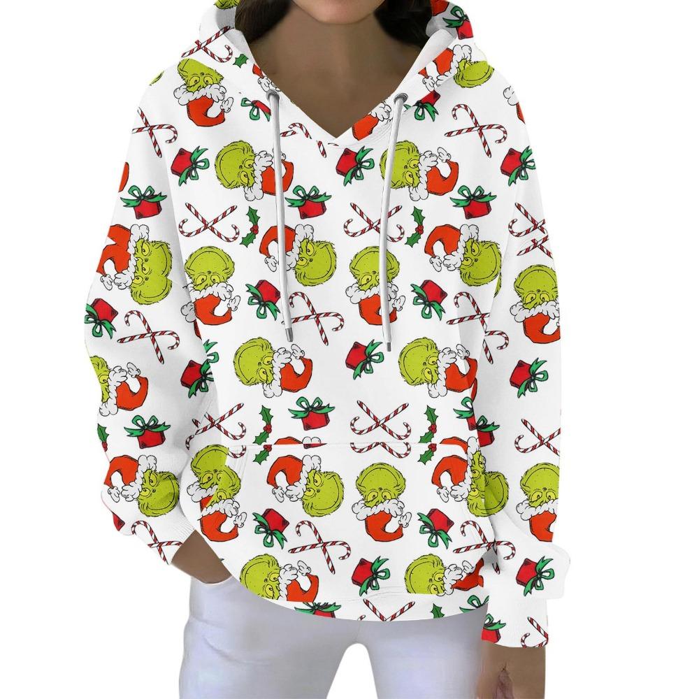 Fashion Men Women's Hoodies Christmas Green Fur Monster Print Pullover Cartoon Casual Sweatshirt Hoodies Long Sleeve Clothing