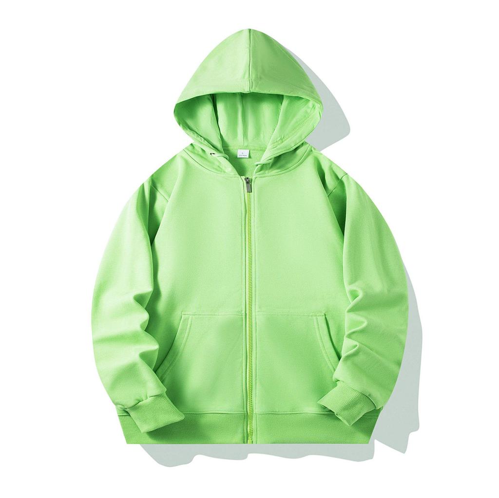 Autumn Children's Terry Cloth Zip-Up Hoodie with Pocket - Solid Color Korean Style Parent-Child Jacket