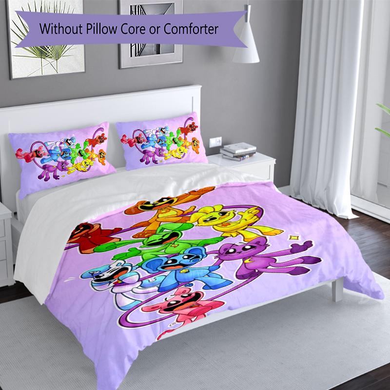 3pcs Smiling Critters Duvet Cover Set, Includes 1 Duvet Cover and 2 Pillowcases,Skin-Friendly&Comfortable Fabric,Suitable Bedding Sets