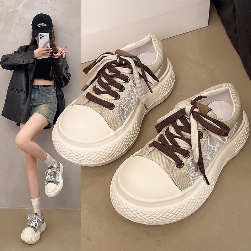 2025 New Women Chunky Canvas Shoes Summer Versatile Girl Wedge Espadrille Shoes Female Casual Sneaker Flat Shoe Zapatos De Mujer
