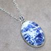 Sodalite 925 Silver Plated Necklace 20" On Trend Jewelry Most Beautiful F8B65