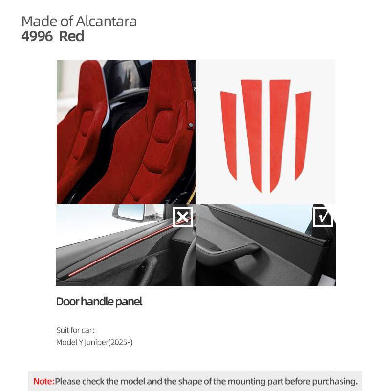 Betterhumz For Tesla Model Y Juniper 2025- Made of Alcantara Door Strip Decoration Trim Stickers Car Interior Tuning Accessories
