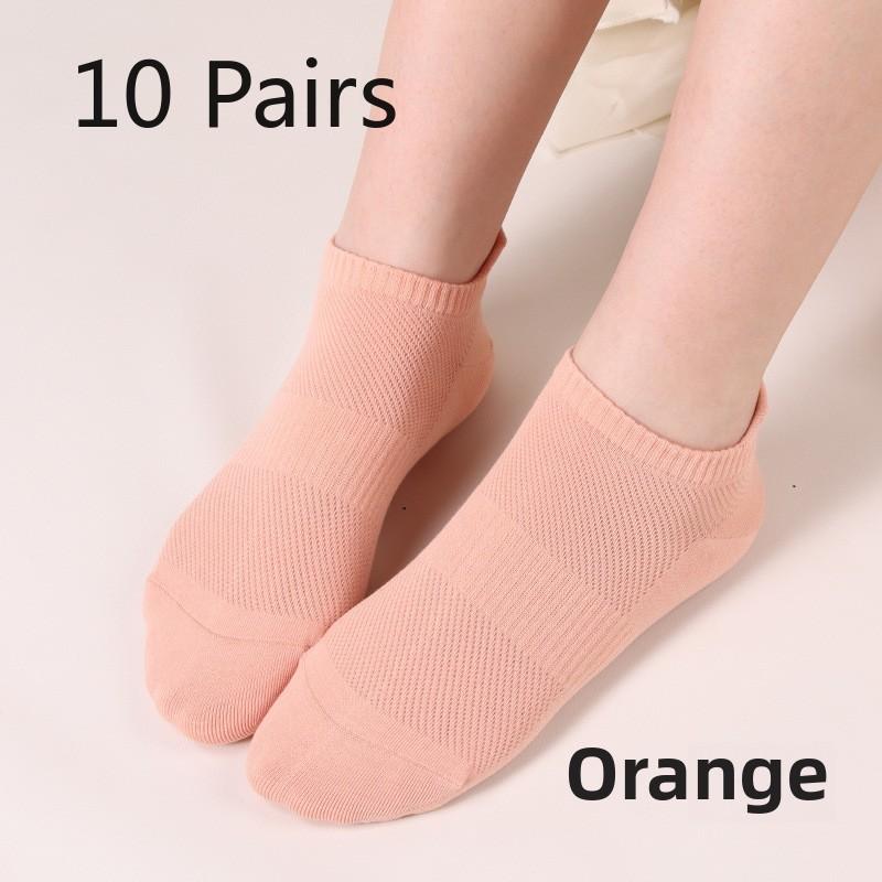 10 Pairs  Women's Spring and Summer Antibacterial Breathable Anti-ball Mesh Mesh Women's Boat Socks Tight-knit Socks