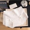Ladies Spring and Autumn New Floral Bow Pure Cotton 10A Bacteriostatic Extended Package Hip Mid Waist Small Flat Angle Briefs